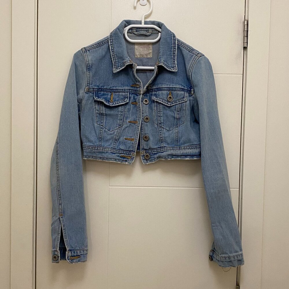 Free People Distressed Cropped Denim Jacket